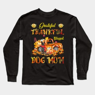 Blue Heeler Pumpkin Thankful Grateful Blessed Dog Mom Long Sleeve T-Shirt